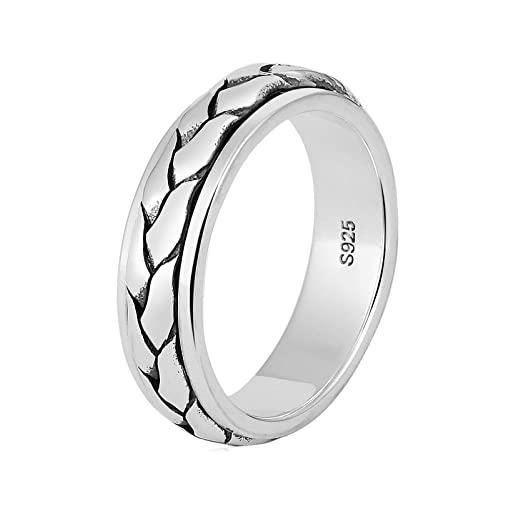 Mesnt anelli acciaio unisex anello uomo vintage anello a catena intrecciato rotante anello fidanzamento argento taglia 17