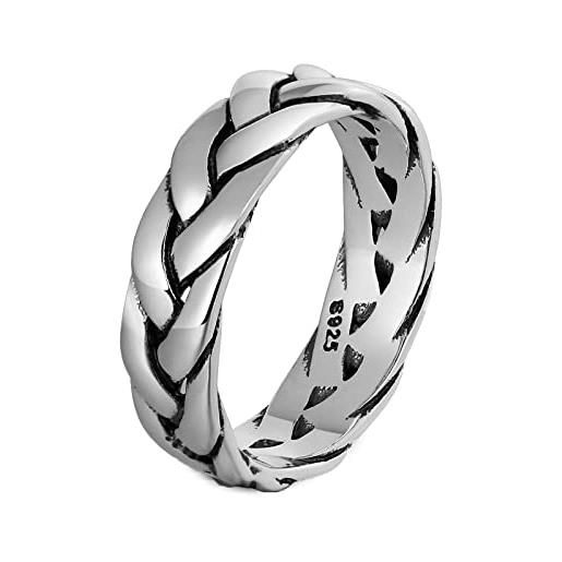 Mesnt anelli acciaio uomo biker anello promessa di matrimonio anello a catena intrecciato lucido anelli promessa argento taglia 17