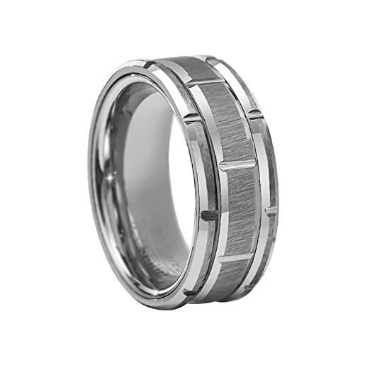 BCughia anello fidanzamento, anello acciaio inossidabile acciaio acciaio inossidabile design ad anello scanalato san valentino anello uomo misura 17