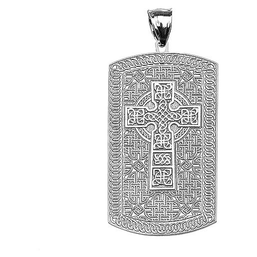 Joyara collana pendente croce celtica trinity knot argento 925 targhetta per cani incisa (lunghezza della catena disponibile 40cm - 45cm - 50cm - 55cm) 50cm