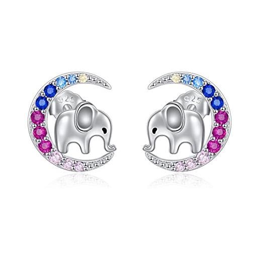 YFN orecchini animale argento sterling animale carino luna orecchino borchie regali per donne ragazze (elefante)
