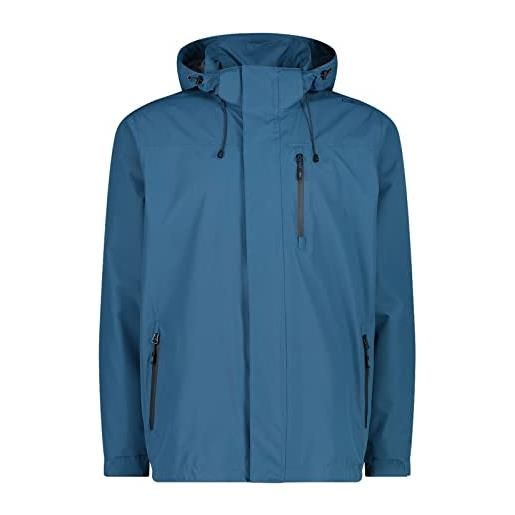 CMP giacca da pioggia da uomo con cappuccio removibile, dusty blue, 54