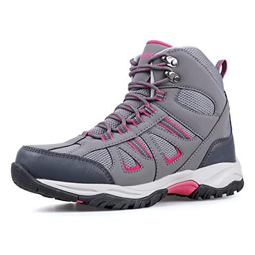 riemot stivali da trekking impermeabili da donna, scarpe, grigio/rosa, 39 eu