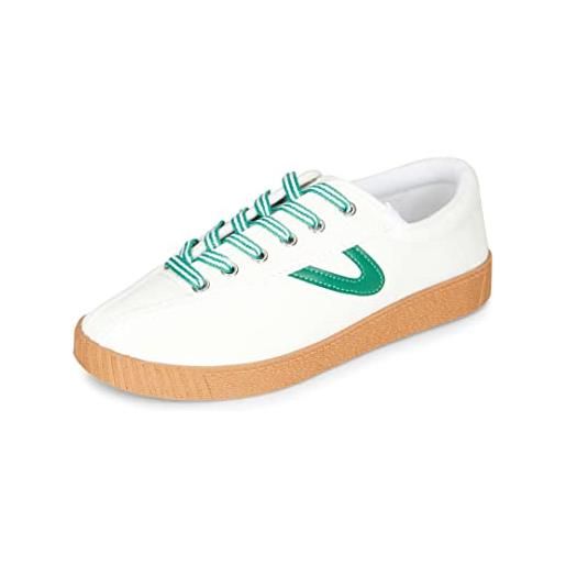 TRETORN, nyliteplus-scarpe da ginnastica da donna in tela, con lacci, stile classico vintage, bianco verde gomma, 41 eu