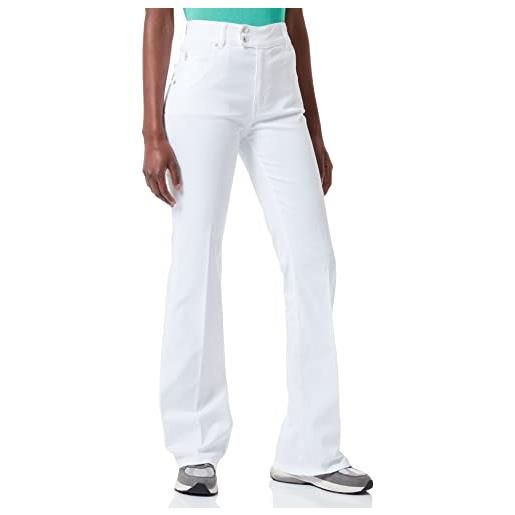 Love Moschino gabardine lyocell stretch con logo matchng back tag pantaloni, bianco, 34 donna