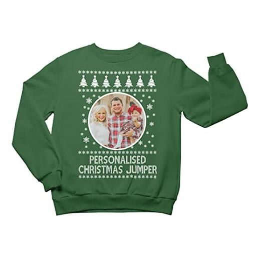 The Shirt Shack maglione natalizio con foto personalizzate e qualsiasi testo merry christmas, foresta, m