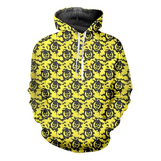 Konssntzy felpa con cappuccio teschio giallo con stampa 3d a sublimazione digitale con stampa digitale streetwear hip hop da uomo yellow skull 7xl