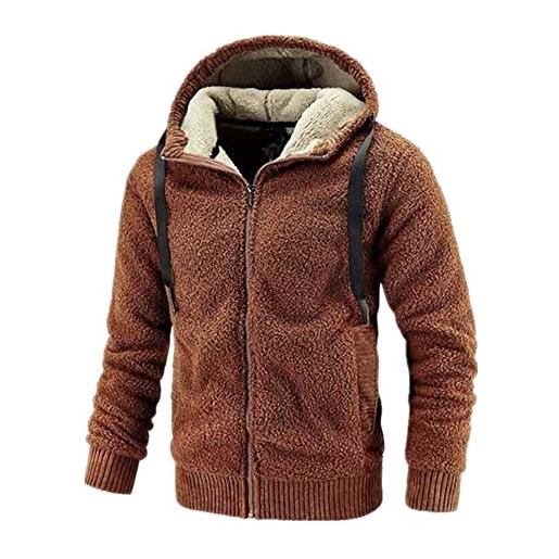N\H inverno uomo felpe con cappuccio uomini agnello cashmere casual giacche cappotti uomo, arancione, l