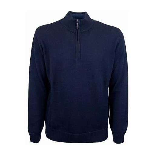sporting mare maglia uomo 1/2 zip misto lana merino made in italy art. 2300-40z (l, blu navy)