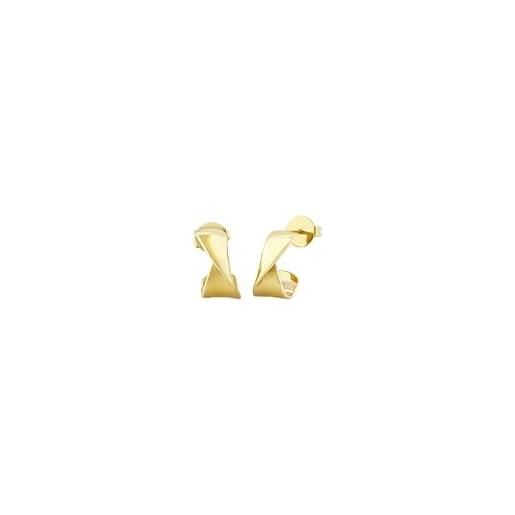 Breil, collezione retwist, orecchini donna hoop in acciaio bilux ip gold, con forma fluida e sinuosa, pratica chiusura a farfalla, idee regalo donna, 23 mm, colore gold