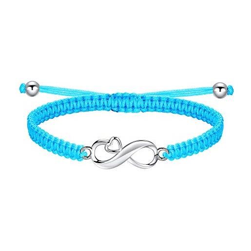 JENDEAR SHINE bracciale infinito in argento 925, bracciale in corda intrecciata fatto a mano per donne ragazze compleanno amicizia coppia gioielli regali