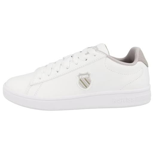 K-Swiss court, scarpe da ginnastica donna, white ashes of roses cornstalk, 42 eu