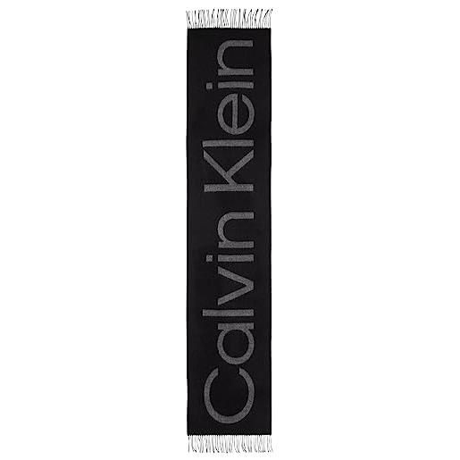 Calvin Klein sciarpa uomo dark jacquard lana, nero (ck black), taglia unica