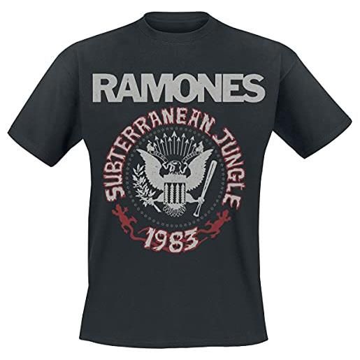 Ramones subterranean jungle uomo t-shirt nero s 100% cotone regular