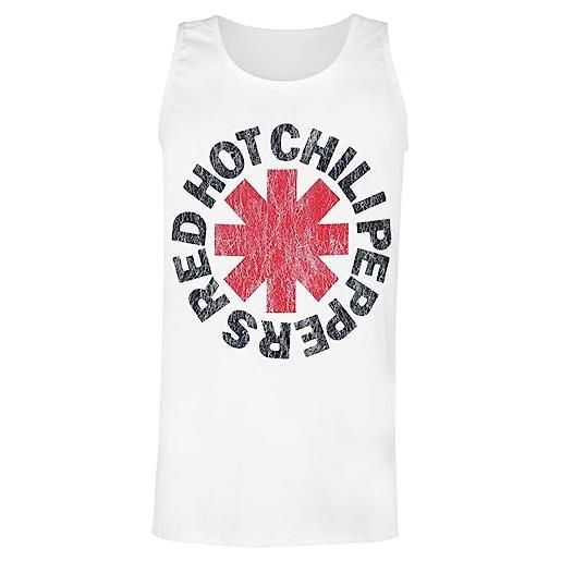Red Hot Chili Peppers distressed logo uomo canotta bianco m 100% cotone regular