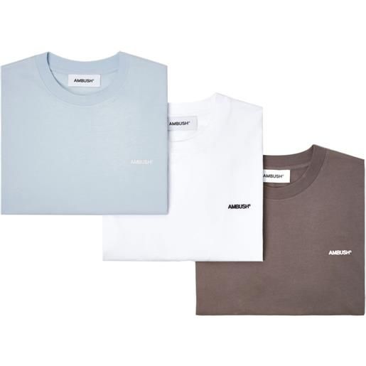 AMBUSH set di 3 t-shirt con ricamo - blu