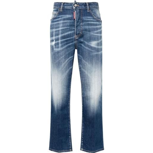 Dsquared2 jeans crop a vita alta - blu
