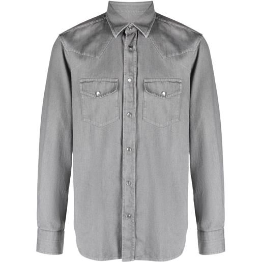 TOM FORD camicia denim a maniche lunghe - grigio