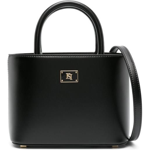 Elisabetta Franchi borsa tote piccola con placca logo - nero