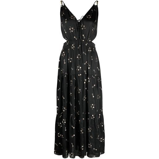 Maje floral-embroidered cut-out midi dress - nero