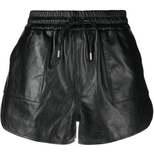 Maje drawstring leather mini shorts - nero