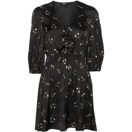 Maje floral-sequinned a-line minidress - nero