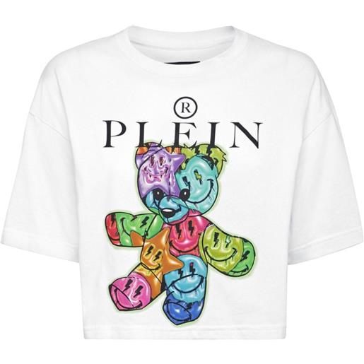 Philipp Plein t-shirt crop con stampa grafica - bianco