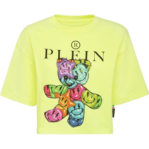 Philipp Plein t-shirt crop smile girocollo - giallo