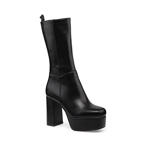 LAMODA vestibilità sottostante, mid calf boot donna, in poliuretano nero, 38 eu