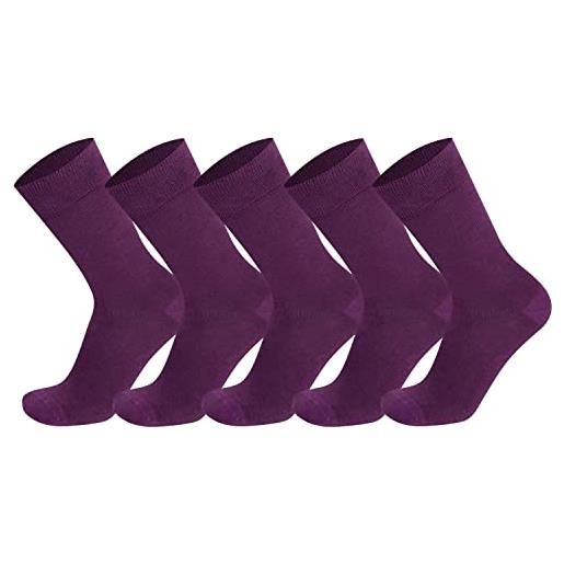 Mysocks 5 paia di calzini da uomo uniti in cotone elasticizzato viola unito collegati a mano 37-41
