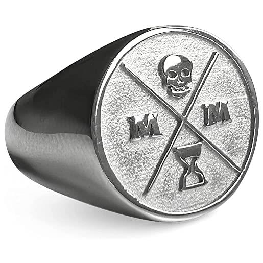 STOIC STORE UK memento mori - anello in acciaio inox 316l con sigillo stoico - momento mori anello con teschio 3d (us 13)