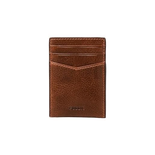 Fossil uomo leder minimalistische magnetkartenetui mit geldklammer vordertasche brieftasche für männer, cognac, 2.83l x 0.2 w x 4.01 h, minimalista. 