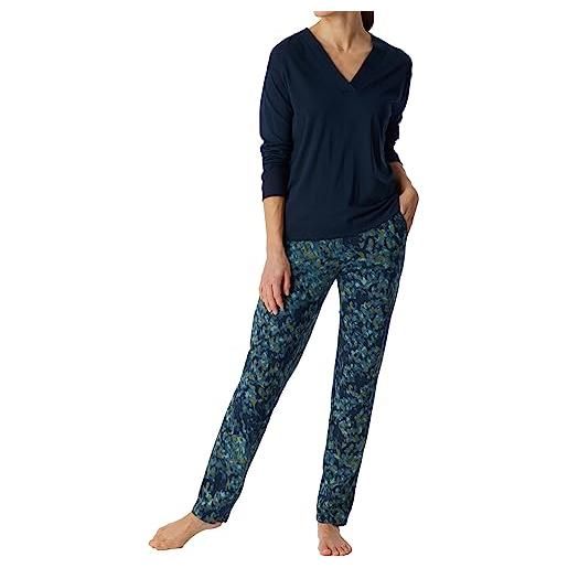 Schiesser pigiama set lungo cotone modale-nightwear, blu notte_179835, 44 donna
