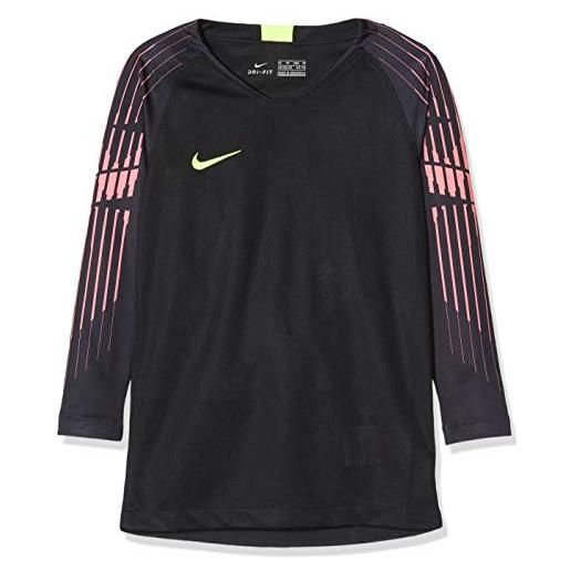 Nike yth nk gardien ii gk jsy ls maglietta manica lunga, unisex bambini, black/black/volt, xs