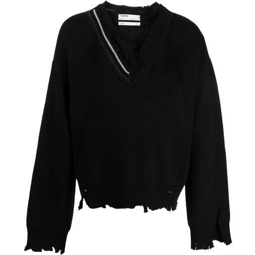 C2h4 maglione con effetto consumato - nero