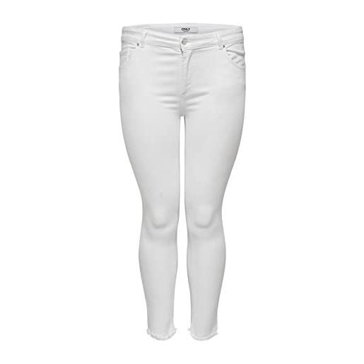 ONLY CARMAKOMA carwilly life reg sk ank jeans white, bianco, 42w x 32l donna