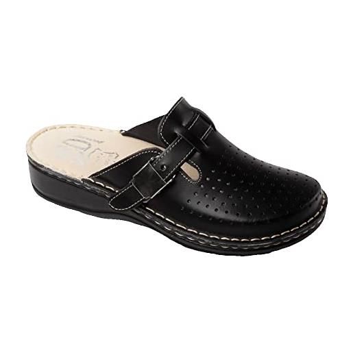 Ledi 631-18 anatomic zoccoli sabot pantofole scarpe di pelle, donna, bianco, eu 38