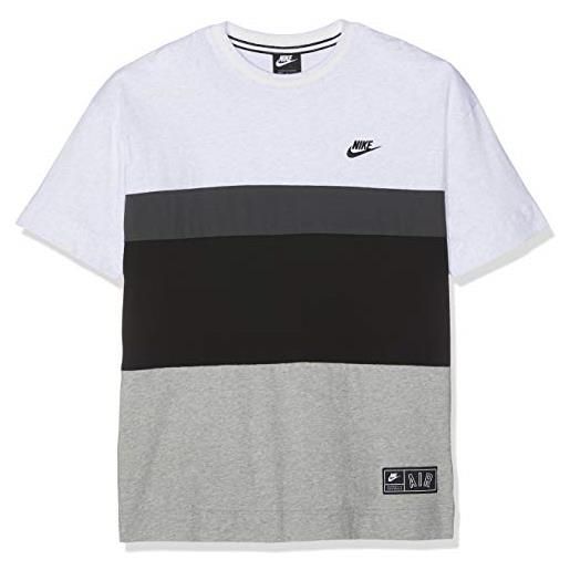 Nike air top ss, maglietta a maniche corte uomo, multicolore (birch heather/black/black), xl