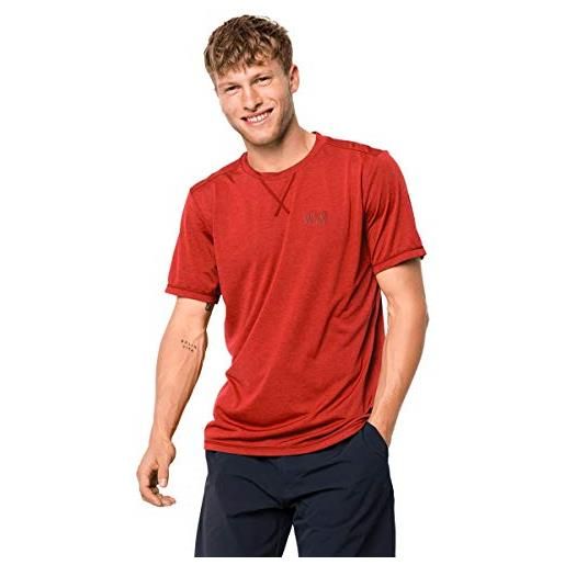 Jack Wolfskin maglietta da uomo crosstrail, uomo, maglietta da uomo, 1801671, rosso lava, s