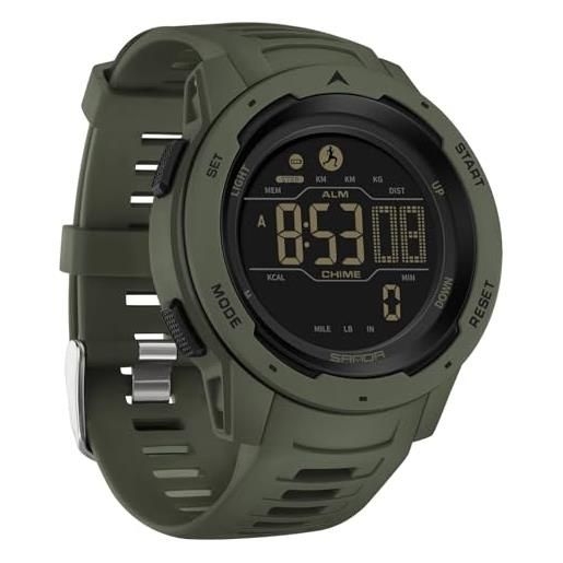 findtime orologio sportivo digitale militare da uomo impermeabile 50 m con cronometro allarme conto alla rovescia doppio tempo