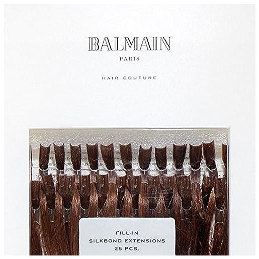 Balmain fill in seta bond vera capelli natural straight struttura 3.4, dark brown ombré, 55 cm lunghezza, 1er pack (1 x 25 pezzi)
