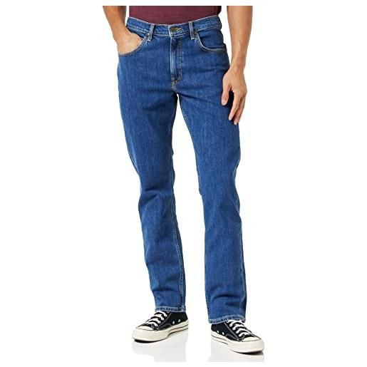 Lee brooklyn straight, jeans uomo, blu (dark stonewash), 42w / 32l