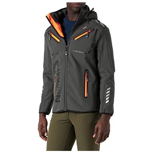 Geographical Norway - giacca softshell funzionale da uomo per l'outdoor, idrorepellente, abbinato al berretto urbandreamz, grau - orange, m