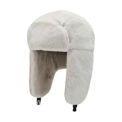 MarkMark cappello aviatore trapper russian hat - winter fluffy trooper ski ear flap cap - soft aviator hats yzt0238 (white)
