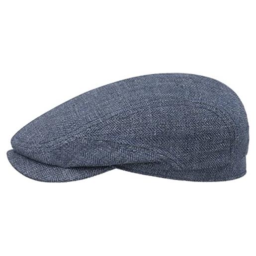 Stetson coppola in lino vinta uomo - made germany berretto cappello piatto con visiera primavera/estate - 62 cm blu