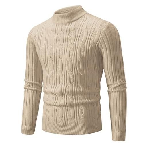 Fulidngzg maglia collo alto uomo invernale cotone firmato maglione dolcevita caldo slim fit maglioncino leggero elegante lupetto lana manica lunga maglia