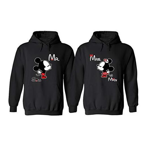 Sweatery mr mrs. Coppia di camicie abbinate con cappuccio - soul mate newlywed couple hoodie set, nero, uomo medium - donna small