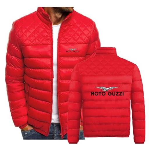 SIDHU giacca da uomo per moto gu-zzi cappotti in cotone ripiegabili e coibentati leggeri invernali zip intera capispalla corto imbottito caldo per uomo, red-xxl