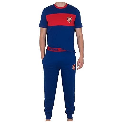 Arsenal F.C. arsenal fc - pigiama da uomo lungo premium set regalo ufficiale di calcio, blu navy/rosso. , s