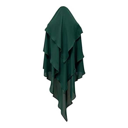 Odizli foulard donna hijab musulmano islamico dubai middle east multistrato volant sciarpa sciarpa, verde scuro